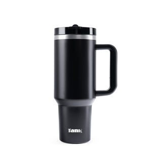 تانك كوينشر، ١٢٠٠ مل، زجاجة ستانلس ستيل، خالية من مادة BPA، معزولة حراريًا، مانع للتسريب - أسود