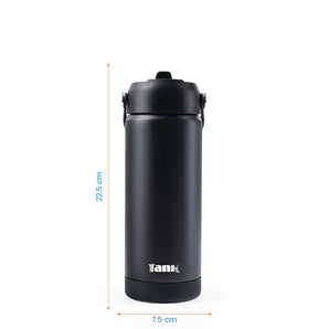 تانك موڤ، ٥٥٠ مل، زجاجة ستانلس ستيل، خالية من مادة BPA، معزولة حراريًا، مانع للتسريب - أسود
