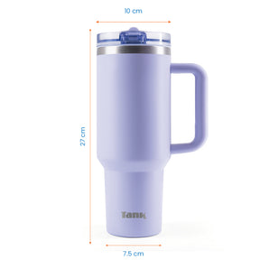 تانك كوينشر، ١٢٠٠ مل، زجاجة ستانلس ستيل، خالية من مادة BPA، معزولة حراريًا، مانع للتسريب - لافاندر